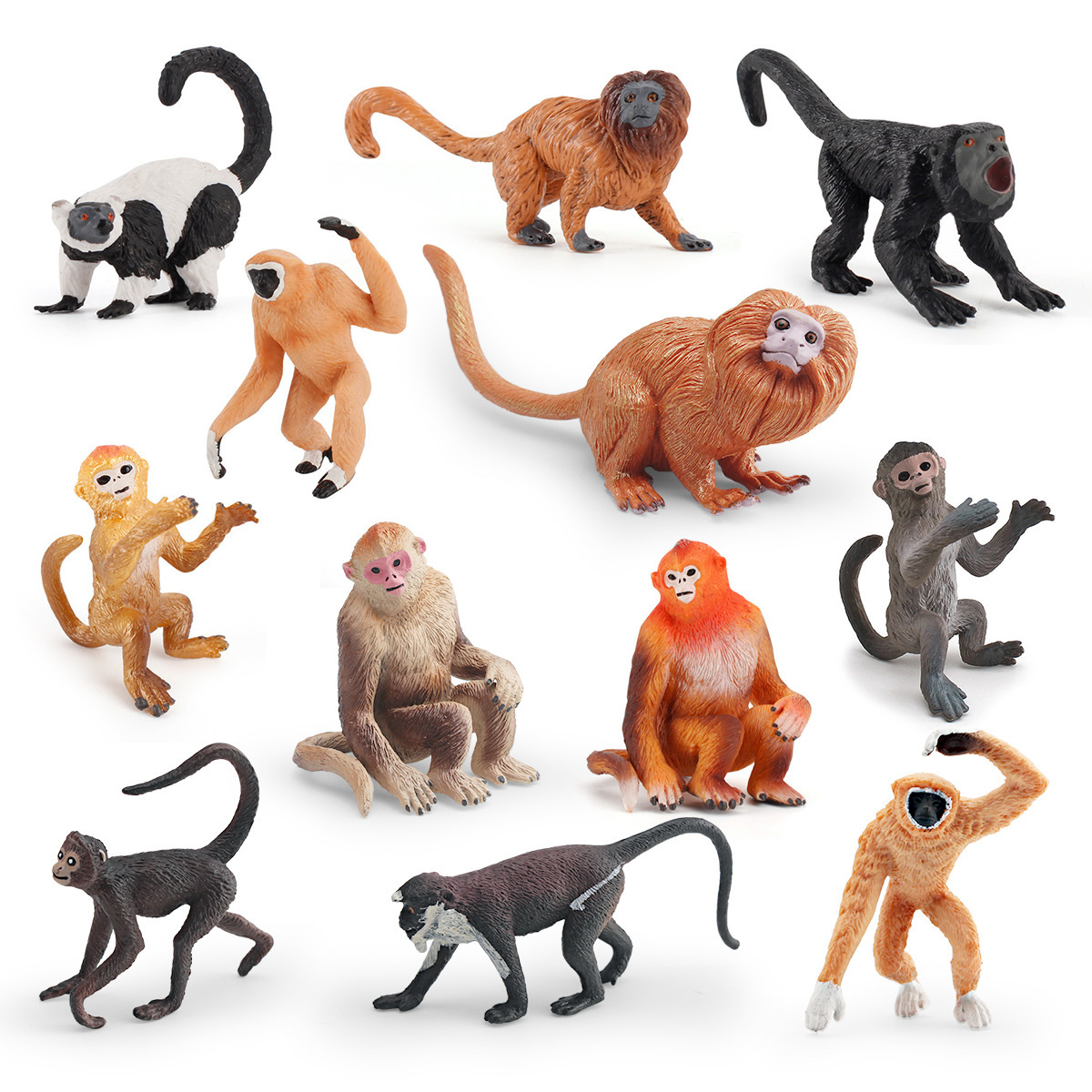 Comercio exterior Venta caliente simulación zoológico mini mono traje modelo oro mono orangután diversión animal decoración modelo