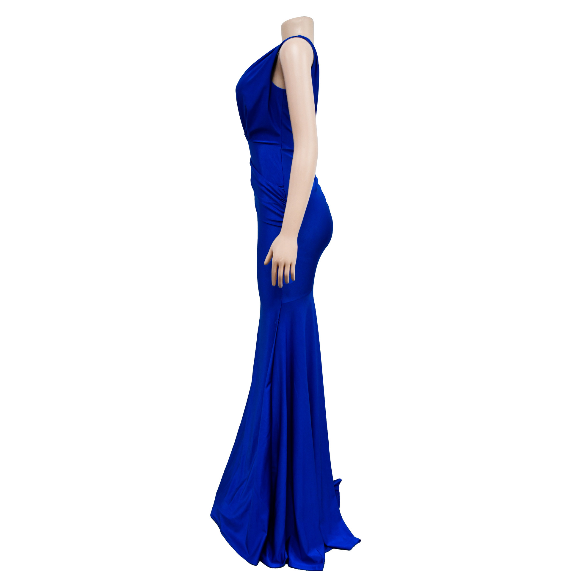 Abito lungo donna scollo a v plissettato elegante da sera_voghion.com