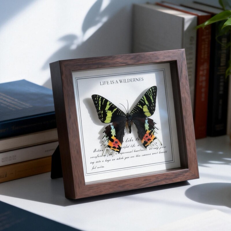 Rare Green-Banded Emerald Swallowtail Butterfly, Precious Insect, Blue Original Butterfly, Gift for Friend's Birthday, Butterfly Specimen Frame, Small Size