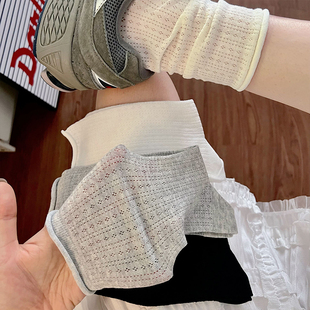 Rolled Edge Slouch Socks for Women, Summer Thin Pure Cotton Mid-Calf Socks, Japanese Style Hollow Mesh Summer Long Socks, Zhuji Socks