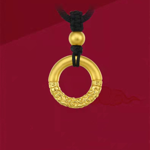 Vietnam sand gold Ruyi gold hoop pendant Men's and women's ancient peace buckle necklace copper gold-plated Xiangyun circle pendant