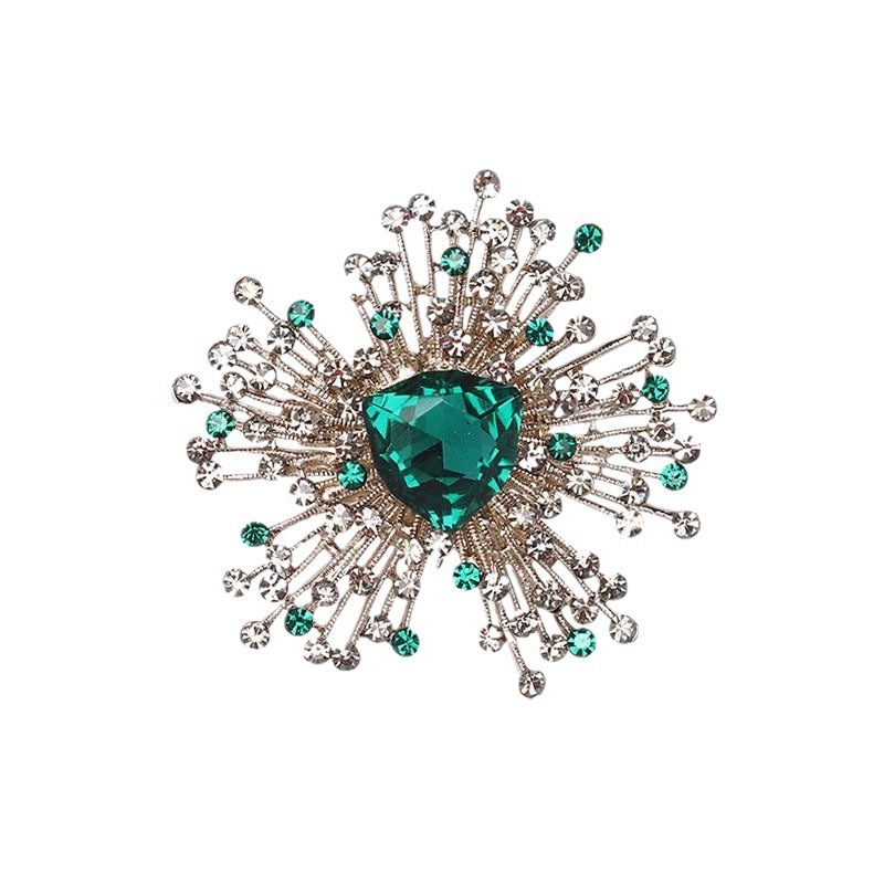 Europa y América de lujo broche cristal Esmeralda las mujeres retro exagerada moda ramillete nuevo elegante diamante completo Accesorios