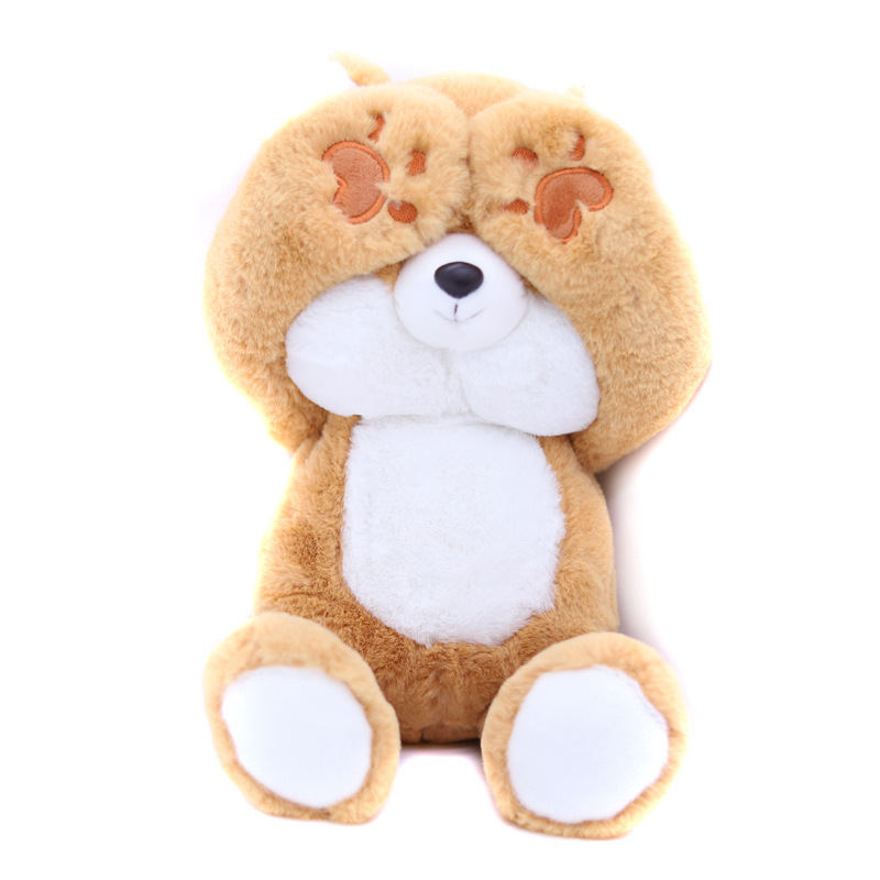 Transfronterizos extraños bosque gatos tímidos cubrir la cara animales juguetes de peluche muñeca denim muñeca rana muñeca regalo