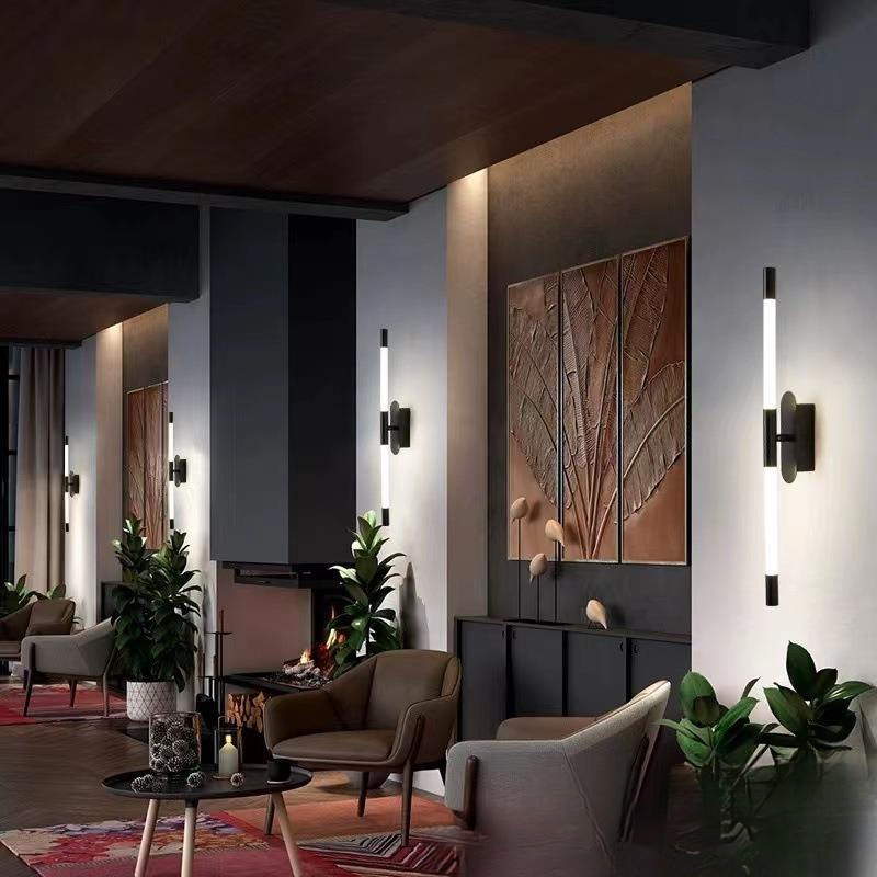 Lámpara de pared larga minimalista dormitorio lámpara de noche moderna minimalista nórdico luz lámpara de pared de lujo sala de estar Hotel pared led lámpara de pared
