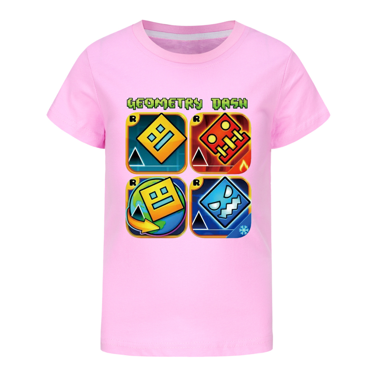 Geometrie Dash T-shirt Kinder Cartoon Kleidung Jungen 100% Baumwolle T-shirt Kinder Mode Kleidung Kleinkind Mädchen Kurzarm Tops – Detail 13
