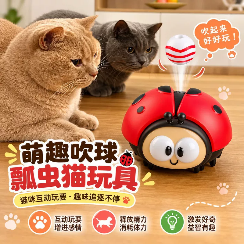Электрическая игрушка-шарик для кошек божья коровка