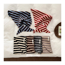 韩国儿童三角巾头巾针织条纹小围巾女童凹造型多功能小围脖领巾潮