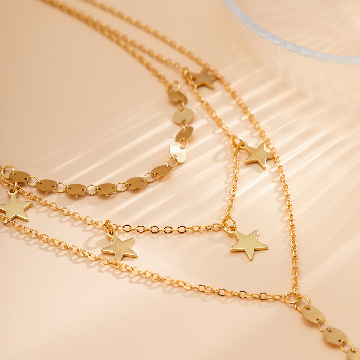 Juvelyriniai dirbiniai, metalinė grandinėlė, apvali lėkštė, kutai Hip Hop kelių sluoksnių sluoksniuotas išorinis karoliai moterims_voghion.com