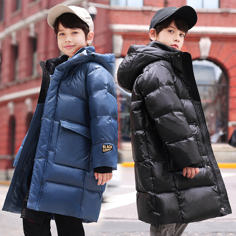 Children's Down Jacket Boys' Mid-length 2024 New Arrival Boys' Mid-length Winter Fashionable Korean Style Thickened Coat Trendy