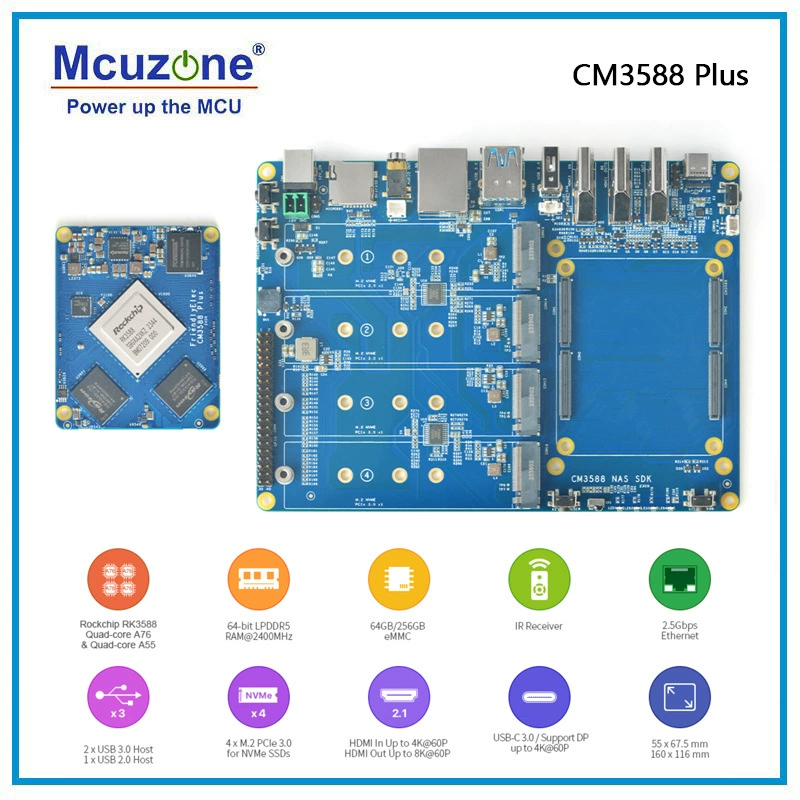 Friendly CM3588Plus core board kit 16+256, RK3588 development board, 4xpcie3.0 support 8K