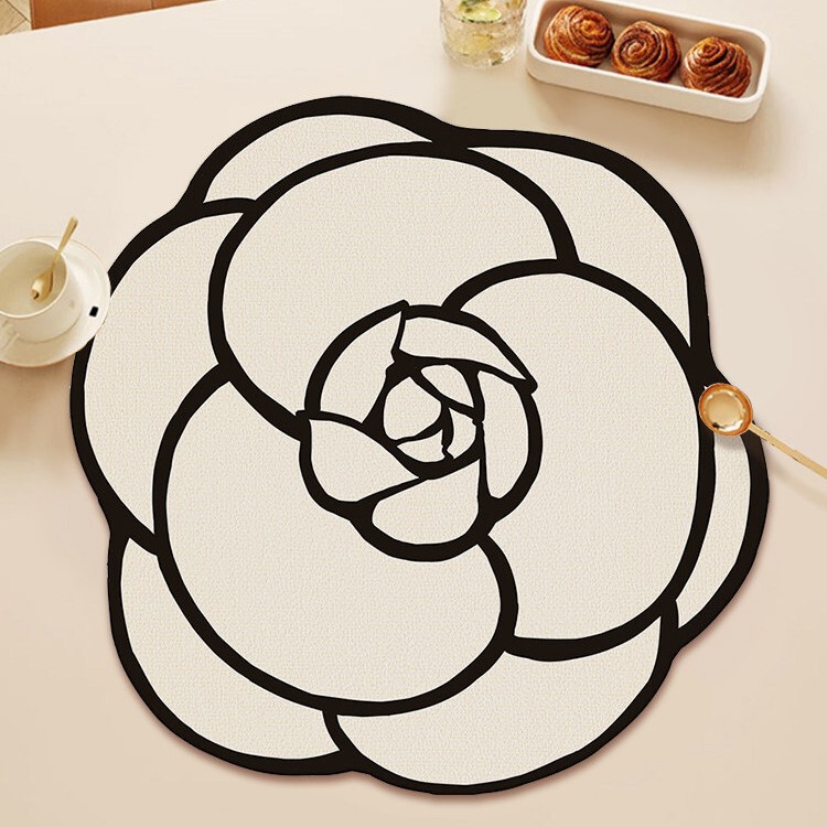 Rose Flower Kitchen Leather Mat Countertop Absorbent Mat Bar Counter Light Luxury High-End Home Coaster Thickened Bowl and Plate Mat