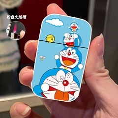 藍胖子金屬防風打火機 丁烷氣體直衝粉色火焰充氣打火機 代發