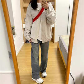 防晒冲锋衣外套女春秋季新款高级感美式复古拉链立领夹克上衣薄款
