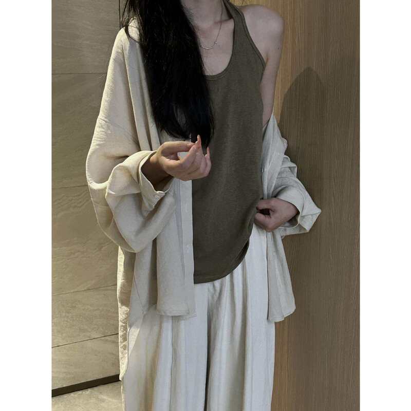 Summer lightweight sun protection shirt for women 2026 new style, casual breathable linen-like top, loose casual cardigan jacket Summer lightweight sun protection shirt for women 2026 new style, casual breathable linen-like top, loose casual cardigan jacket