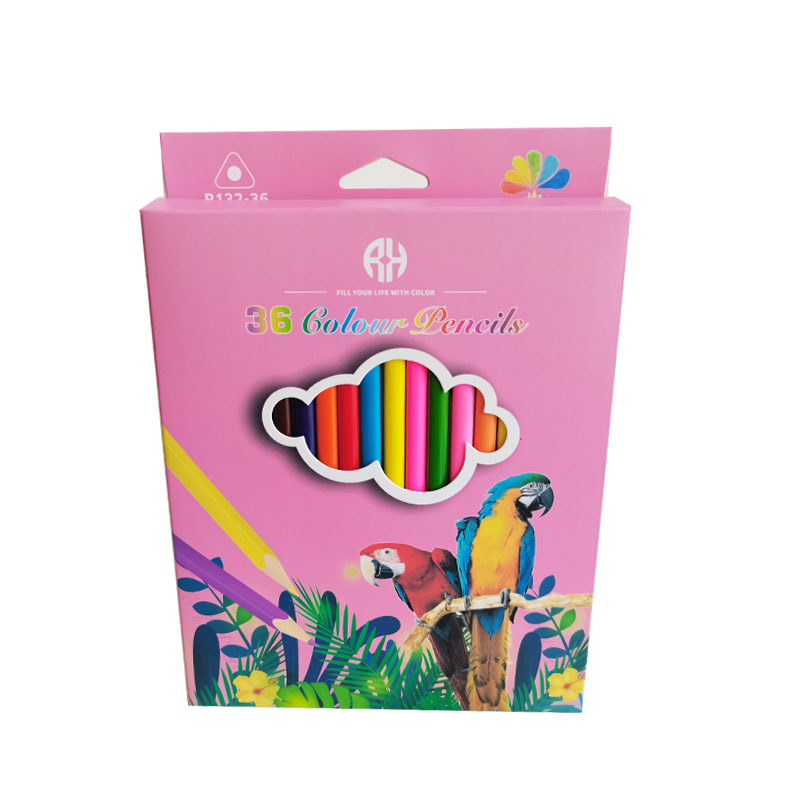 12-color 24-color 36-color de triángulo lápiz de color estudiante de la escuela primaria pintura especial aceitoso lápiz de color cartón traje cepillo