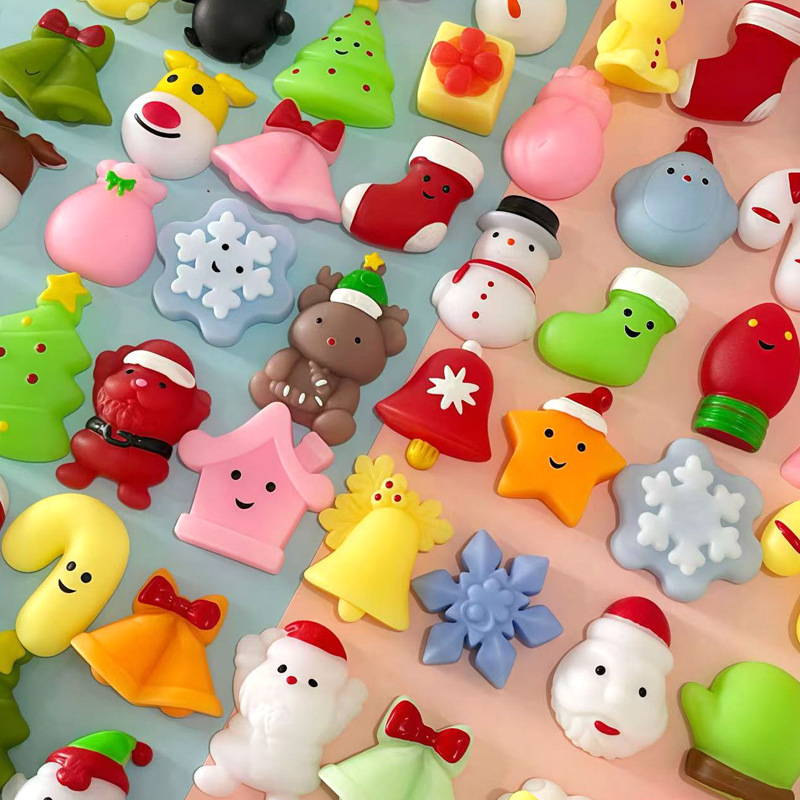 新しいクロスボーダークリスマス団子スクイーズとピンチTPRソフトプラスチックサンタクロース雪だるま減圧おもちゃセット|undefined