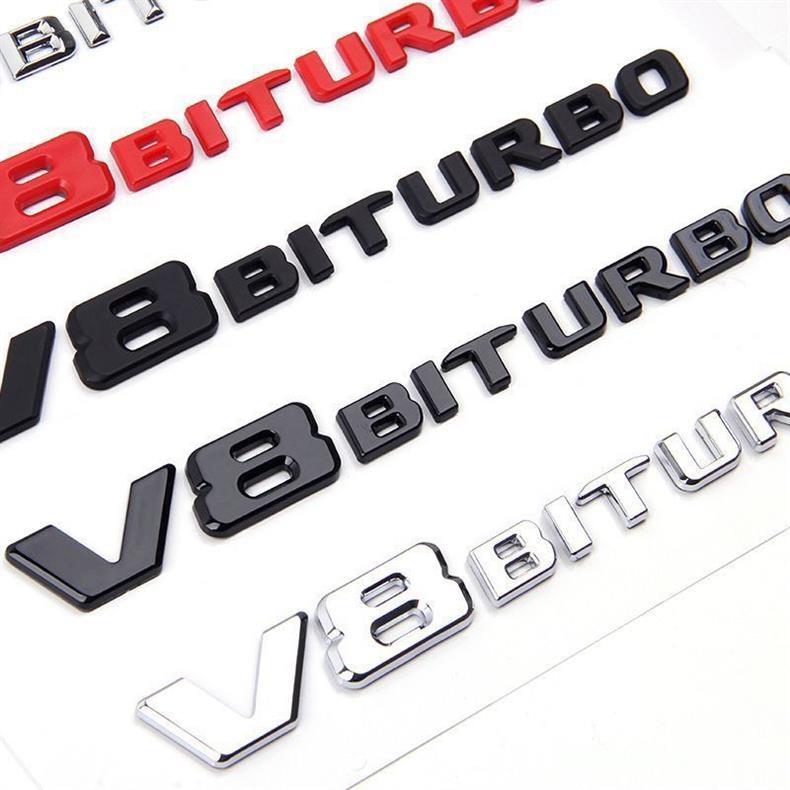 Suitable for Mercedes-Benz V8 BITURBO, side fender emblem, dual-turbo rear tail emblem, lettering, car sticker
