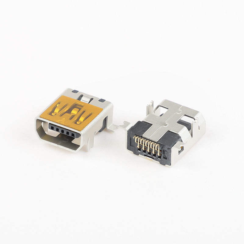 Mini USB Type B T-Type Port Horizontal 90-Degree Socket 10Pin 10-Pin Shell 4-Pin Front Plug and Rear Sticker