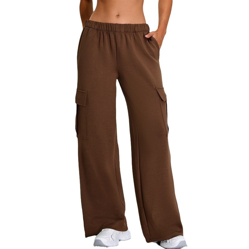 Otoño e invierno nuevos pantalones de yoga mujeres elásticos de cintura alta pantalones de chándal rectos pantalones casuales micro pantalones monos pantalones de fitness