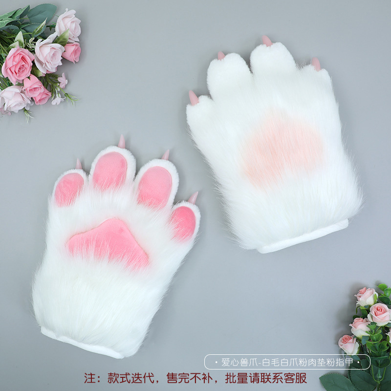 Accesorios de ropa de rol hechos a mano de una pieza fursuit accesorios de bestia felpa uñas animales guantes de garra