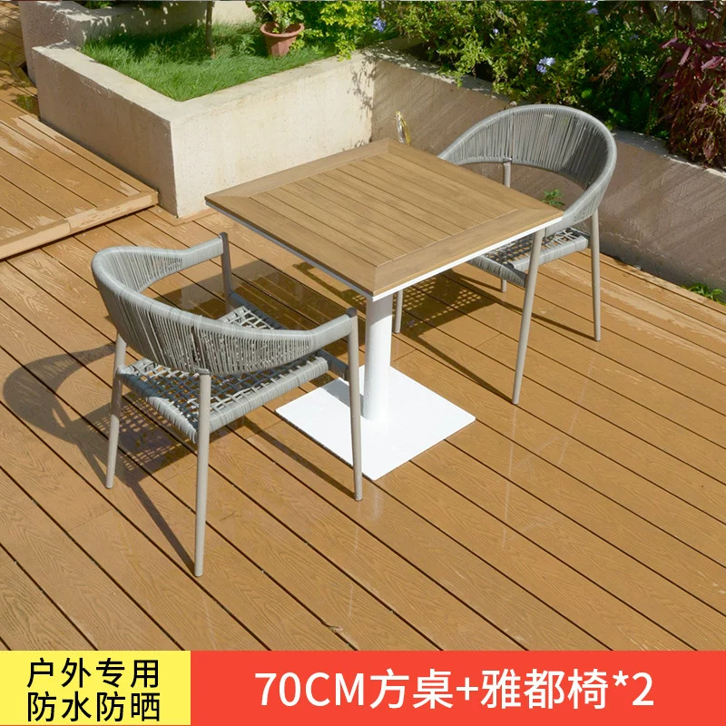 Mesa y silla de patio al aire libre, terraza de jardín de caña, balcón, mesa y silla de caña casuales, combinación de mesa y silla al aire libre