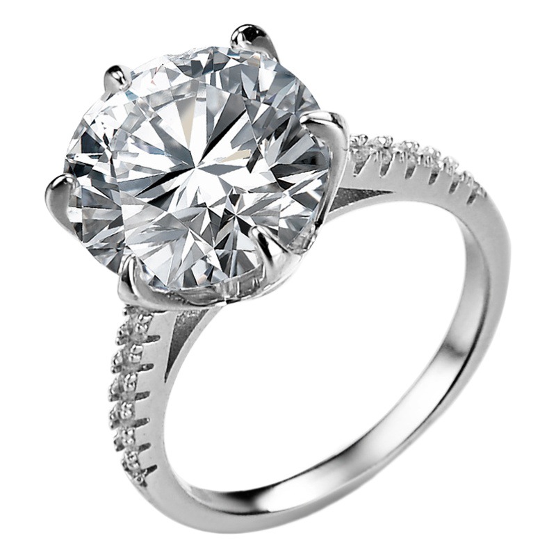 Anillo clásico de seis garras s925 anillo de plata esterlina anillo de diamantes de 5 quilates anillo de bodas de huevo de Paloma de las mujeres transmisión en vivo