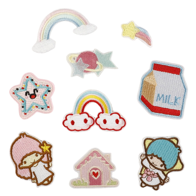 绣花标刺绣贴服装辅料彩虹星星补丁贴布标徽刺绣贴跨境货源patch