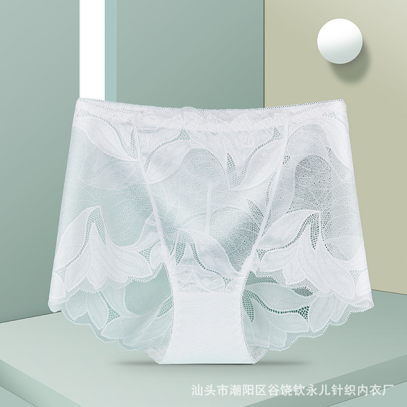 15-color multi-tamaño 200kg bordado de encaje sin costuras ropa interior de las mujeres cintura alta hueco transparente malla gordita chica cómoda transpirable