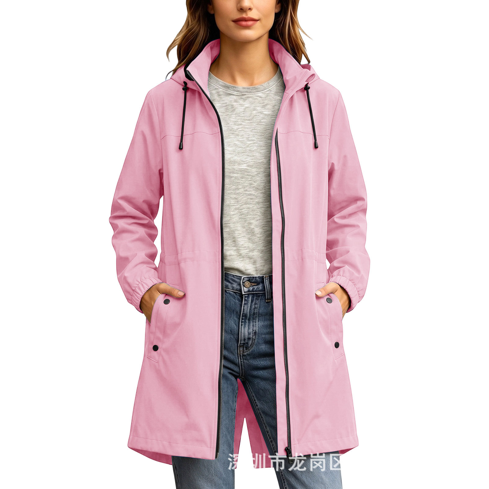 Amazon AliExpress New Outdoor Windproof Jacket Lightweight Waterproof Long Sports Jacket Stylish Trench Coat for Women