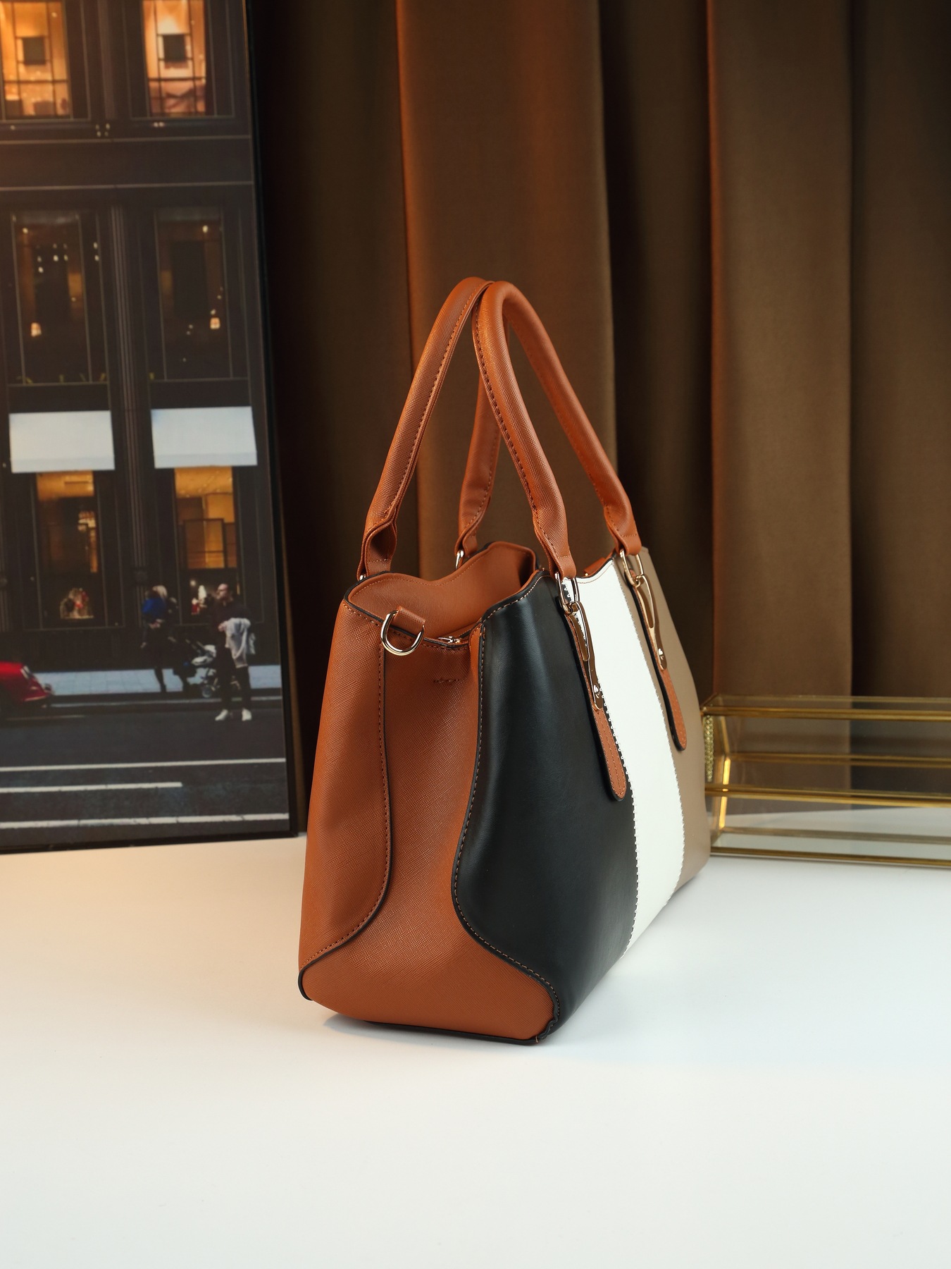 Modische Damen Handtasche Im 4-teile-set Mit Farbblock-design_voghion.com