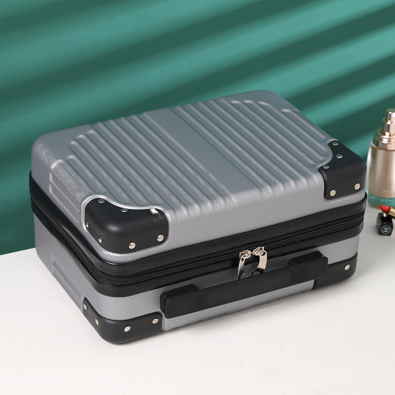 Maleta de rayas verticales retro coreana, estuche de cosméticos, maleta pequeña de 14 pulgadas, caja de almacenamiento portátil, caja de regalo de mano