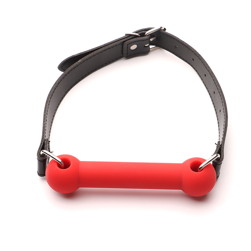 Silicone Ball Gag Mouth Guard, Black PU Strap Bondage Training Toy — detail image 10