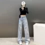 男款美式直筒修身牛仔裤