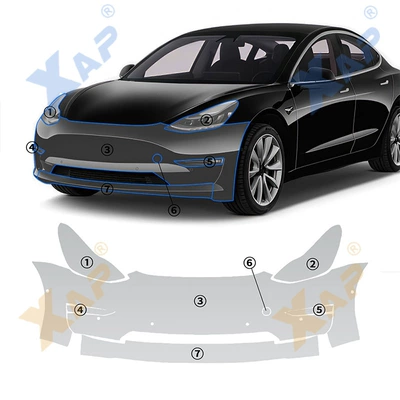 Invisible self-healing anti-scratch anti-fouling transparent protective film cross-border for Tesla Model3 20-23 (Automotive Film) - tpu-transparent-protective-film-model-3-front-bumper-tpu-protective-film