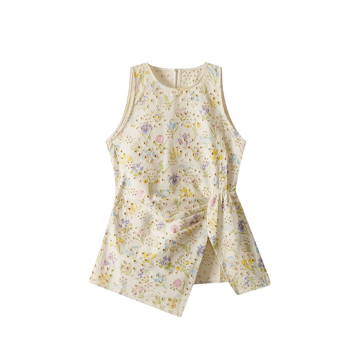 新中式国风提花刺绣镂空牛仔背心衫吊带女2025夏洋气古风小花马甲