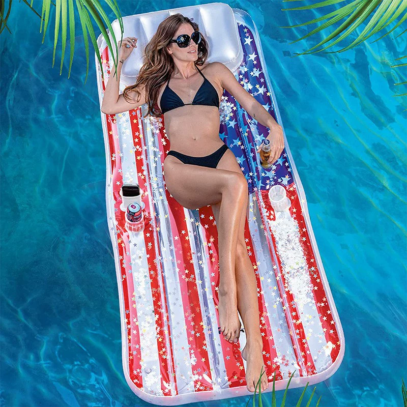 Трансграничная поставка надувной американский флаг водяной плавающий ряд спинки для взрослых Гамак тканевый чехол кресло солнцезащитный козырек светоизлучающее сиденье