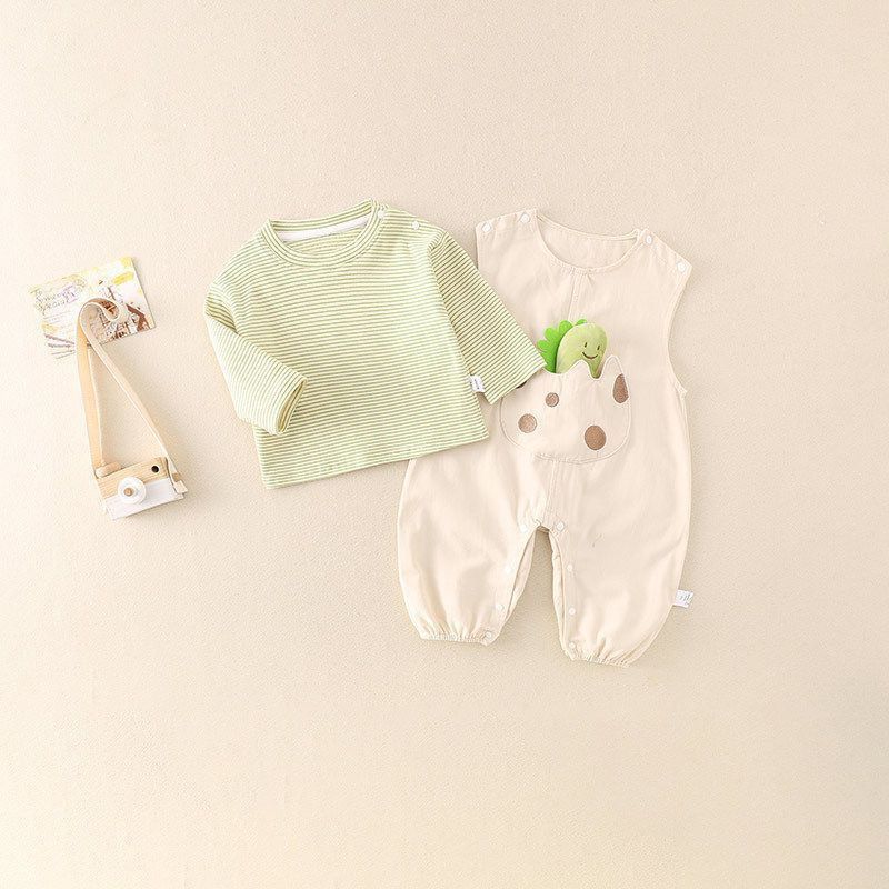 Chaqueta de una pieza de primavera y otoño para bebés, chaqueta de oruga, pantalones, mameluco de dos piezas para bebés