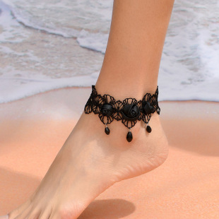 Creative simple hollow geometric lace flower anklet ladies ins trendy personalized body chain