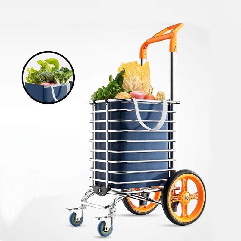 Jieanxi Small Grocery Shopping Cart for Home Use with Extra-Large Wheels, Stair-Climbing Handcart, Foldable, Lightweight, Portable, Suitable for Elderly