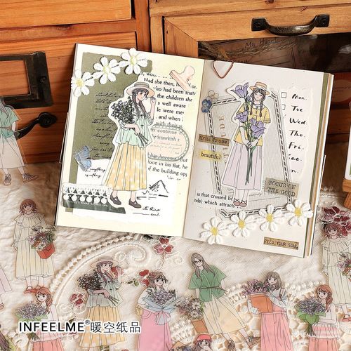 infeelmePET sticker pack Heart-beating girl series INS girl account DIY material decorative stickers 30 sheets