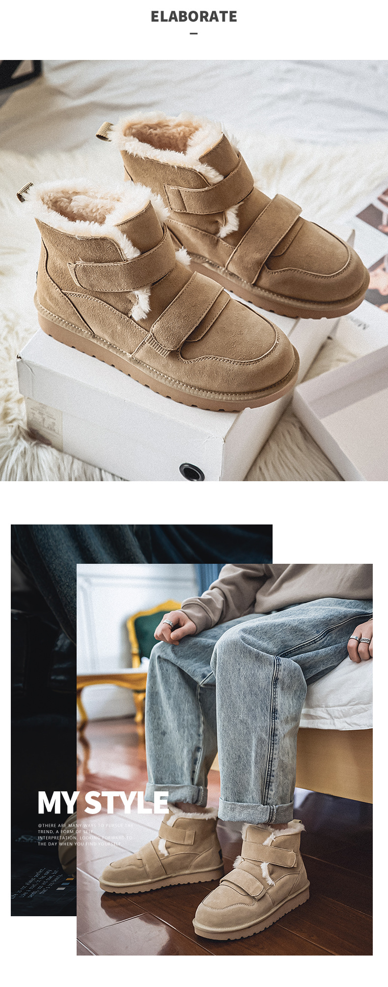 3125 par snestøvler nichedesign 2023 efterår og vinter nye fløjls tykke varme nordøstlige bomuldssko tykke såler_voghion.com