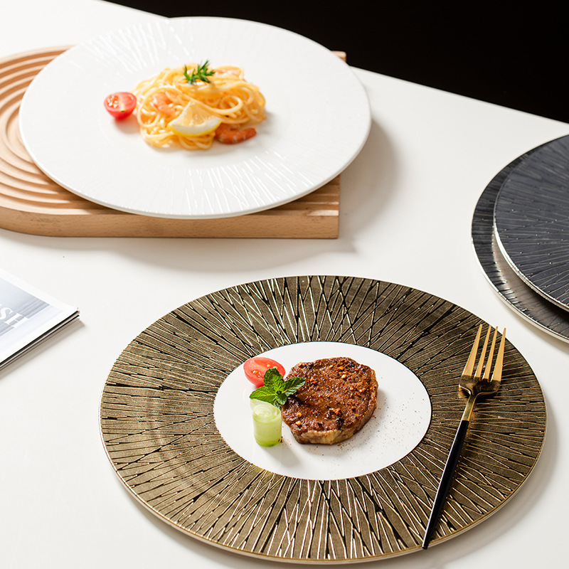 Light luxury Western plate ceramic flat plate steak plate high-end hotel restaurant dish Nordic pasta plate dish feeling