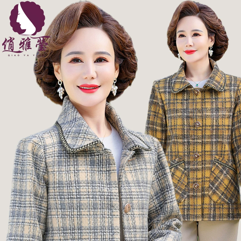 春雅莹 春装 шерть из овечьей шерсти с длинными рукавами для матери, куртка, 45 лет, западный стиль, плюс размер, для среднего возраста