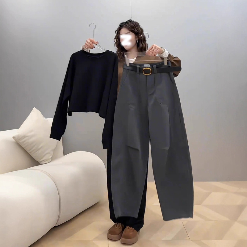 Autumn New Workwear Jeans for Women with Pear-Shaped Figures, Fat mm Slimming Look Scimitar Pants, Large Size High-Waisted Straight Wide-Leg Pants Autumn New Workwear Jeans for Women with Pear-Shaped Figures, Fat mm Slimming Look Scimitar Pants, Large Size High-Waisted Straight Wide-Leg Pants