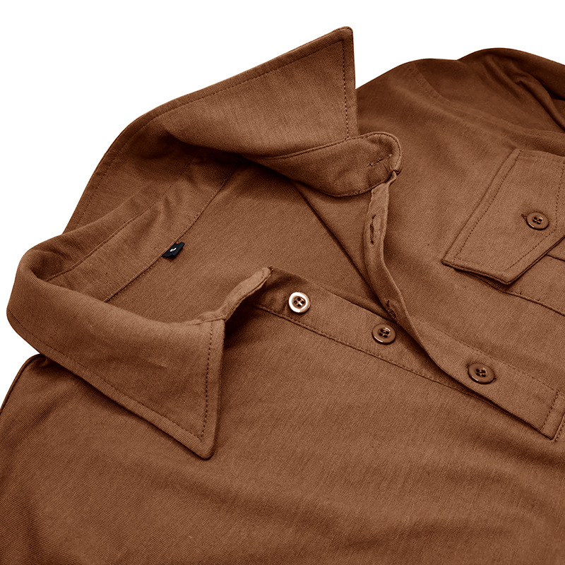 Men's Polo Shirt Long Sleeve Solid Colour Autumn Winter Style_voghion.com