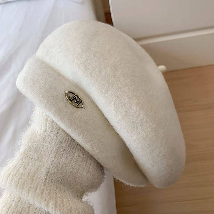 Wool Beret For Women White Raspberry Pink Autumn Winter Painter Hat_voghion.com