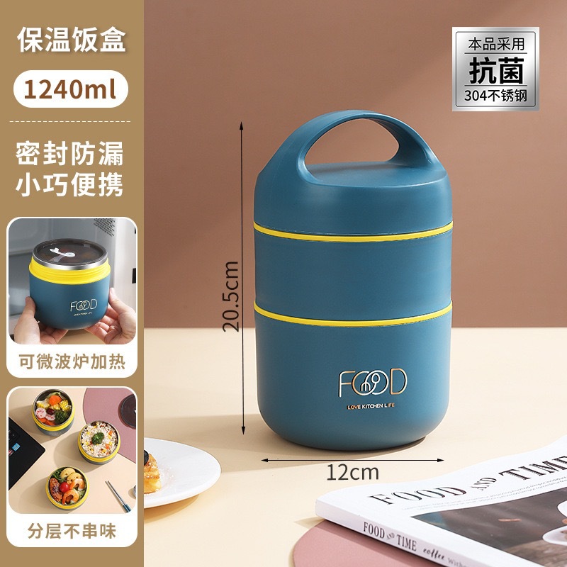 Taza de vacío de acero inoxidable mini taza de desayuno al aire libre portátil de doble capa mango sellado con tapa hogar taza de sopa fresca