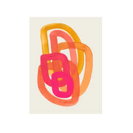 现代抽象水彩笔触海报橙色帆布打印画墙面艺术图片客厅家居装饰