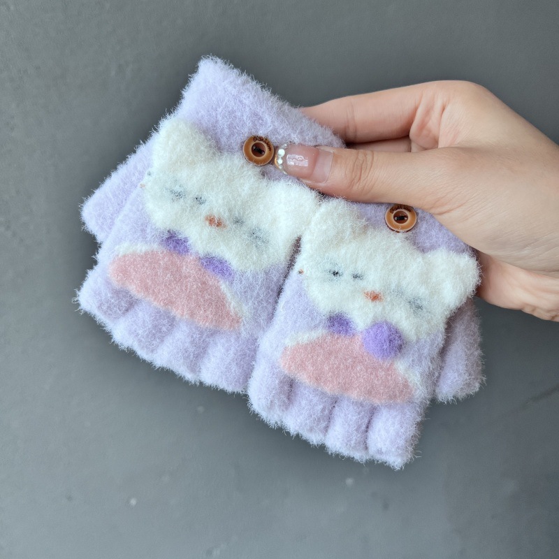 Purple gloves, fingerless