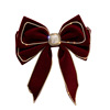 Demi-season fashionable hairgrip from pearl with bow, hairpin, hairpins, hair accessory